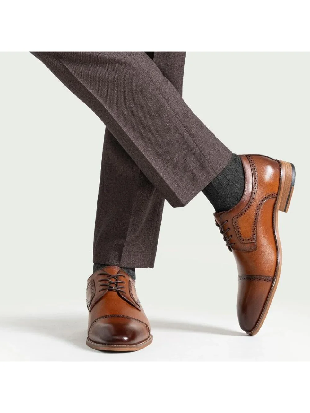 Jousen Men's Amy Brown9046 Leather Comfortable Oxford Business Classic Shoes
